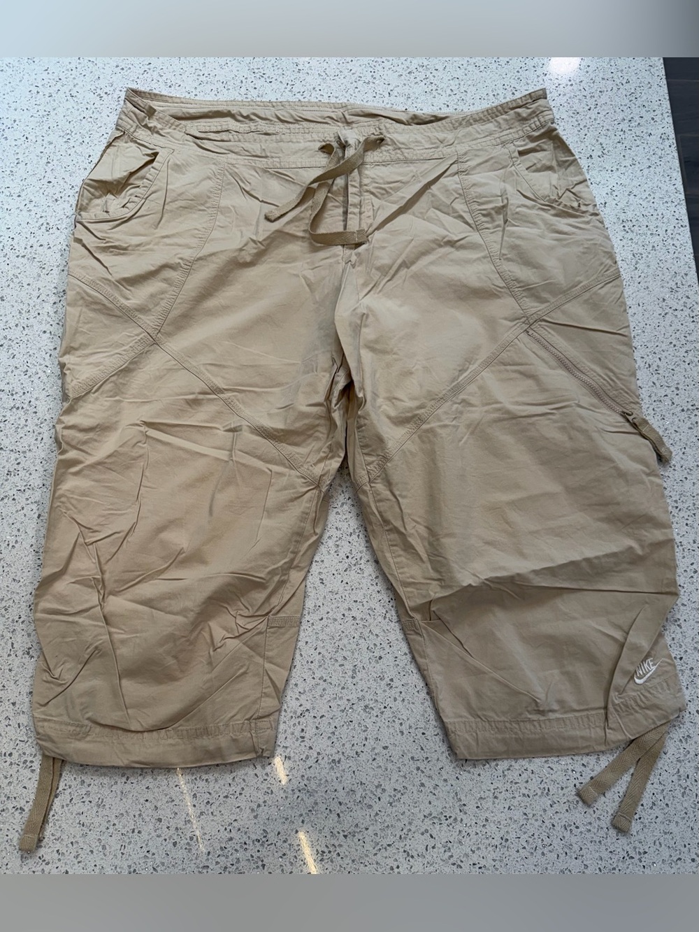 Women's Lightweight Drawstring Cargo Shorts - Tan